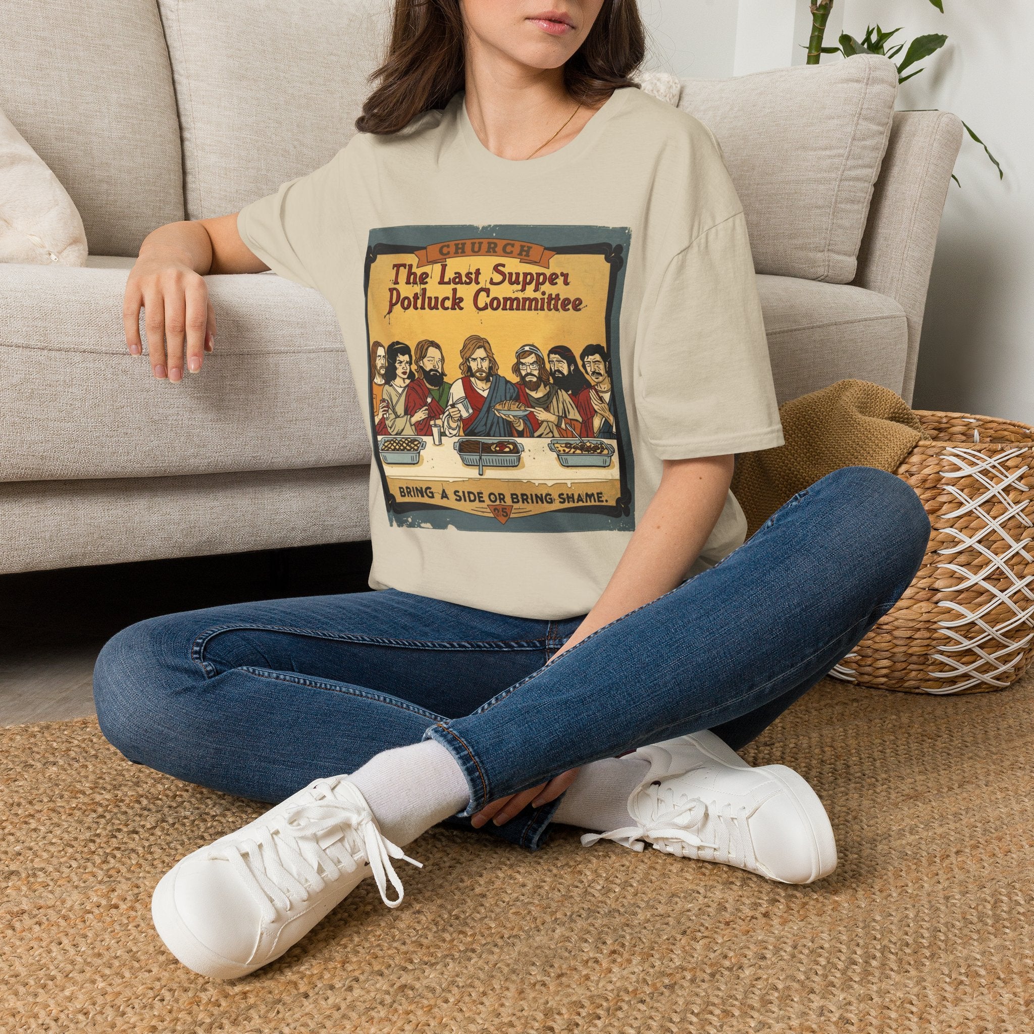 The Last Supper Potluck Committee Tee – “Bring a Side or Bring Shame” Graphic T-Shirt
