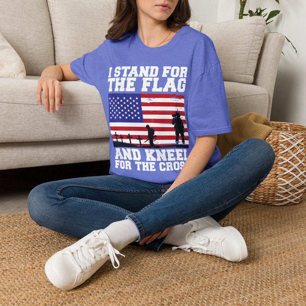 I Stand for the Flag & Kneel for the Cross T-Shirt — Patriotic American Flag Tee