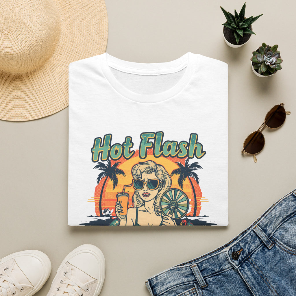 Hot Flash Summer Tour Retro Beach T-Shirt — Funny Menopause Graphic Tee