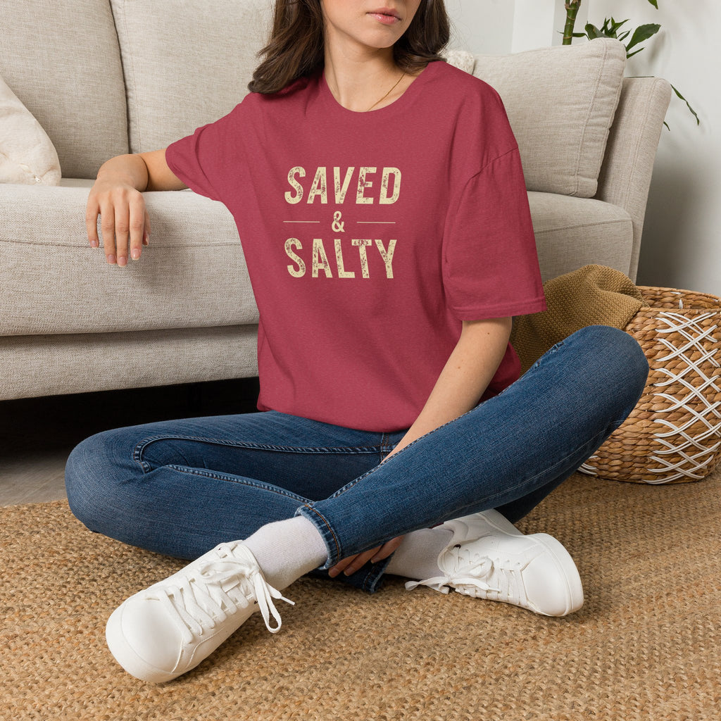 Saved & Salty T‑Shirt — Christian Beachy Faith Graphic Tee