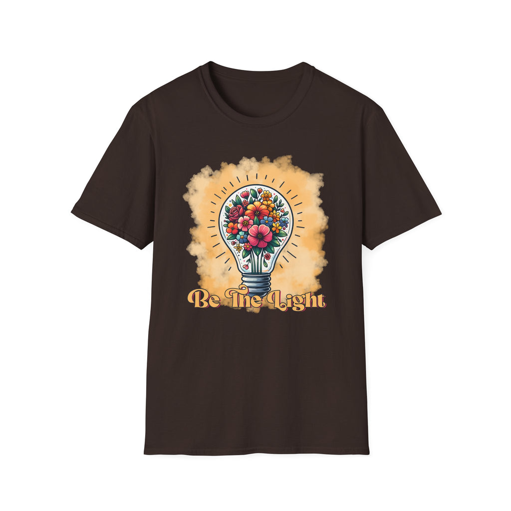 Be The Light Graphic T-Shirt — Floral Lightbulb Inspirational Tee