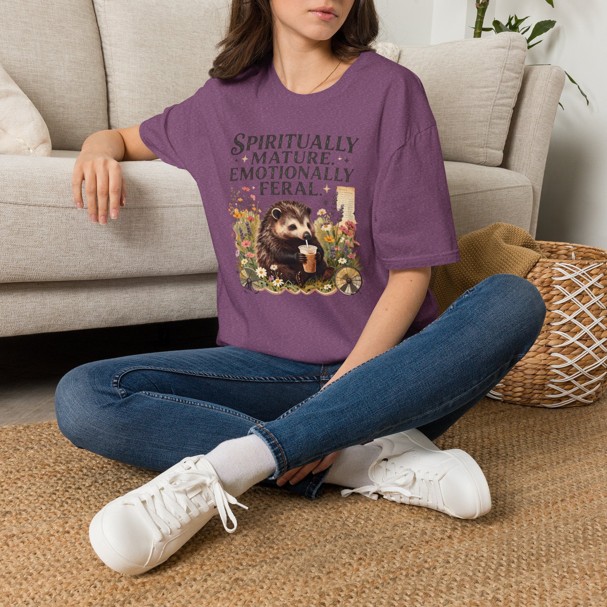 "Spiritually Mature, Emotionally Feral" Hedgehog Graphic Tee