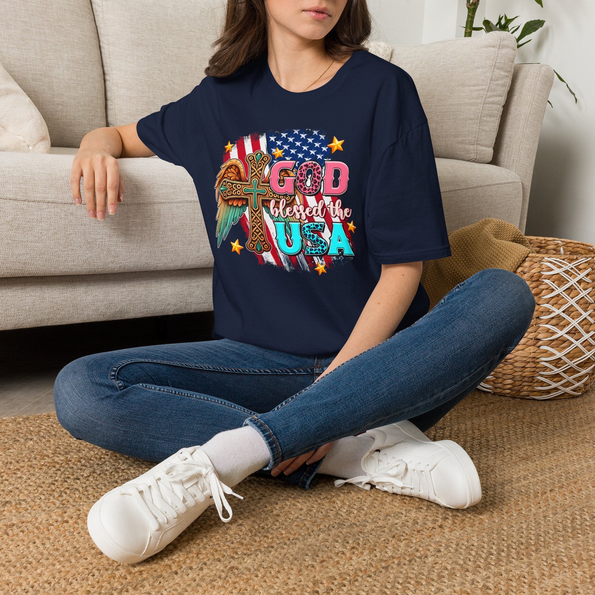 God Blessed the USA T-Shirt — Patriotic Christian Flag Tee