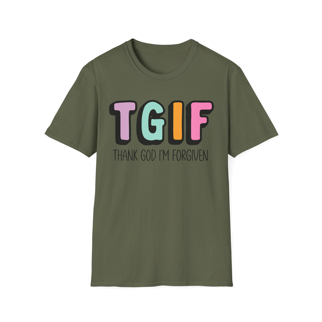 TGIF "Thank God I’m Forgiven" T-Shirt — Colorful Christian Faith Tee