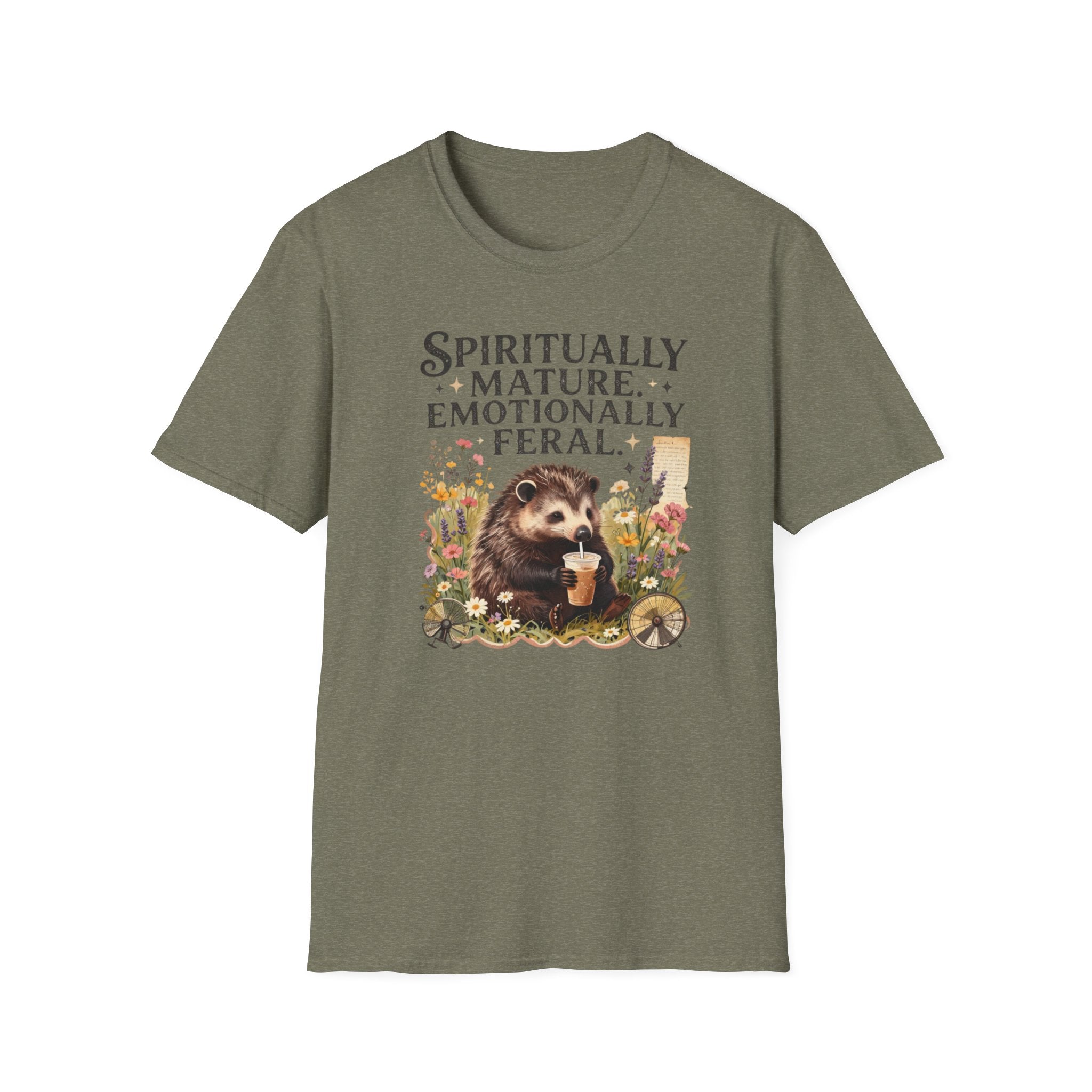 "Spiritually Mature, Emotionally Feral" Hedgehog Graphic Tee
