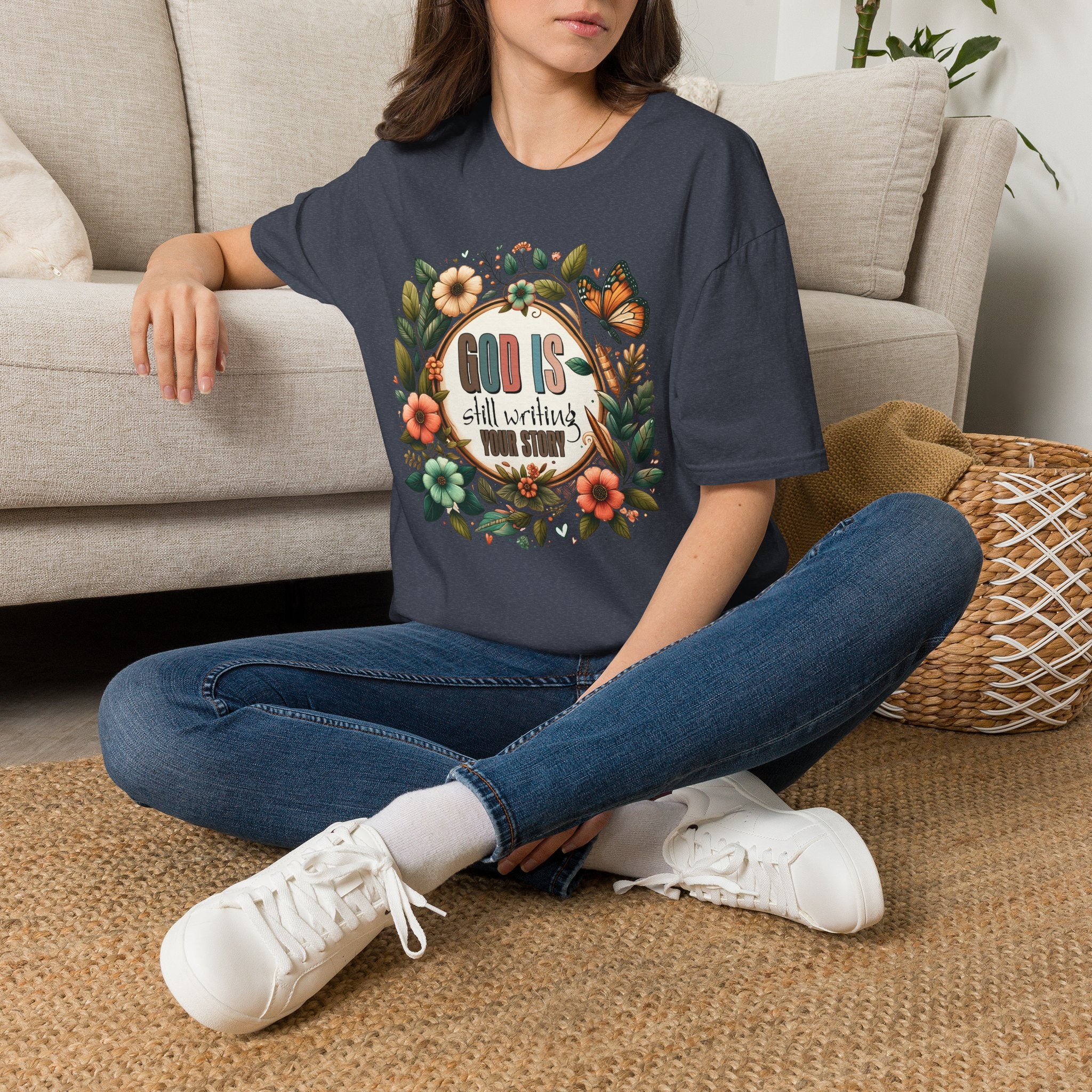 Inspirational T-Shirt — "God Is Still Writing Your Story" Floral Faith Tee