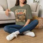Church Lady Burnout T-Shirt — Vintage Funny Christian Humor Tee for Busy Church Volunteers