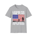 I Stand for the Flag & Kneel for the Cross T-Shirt — Patriotic American Flag Tee