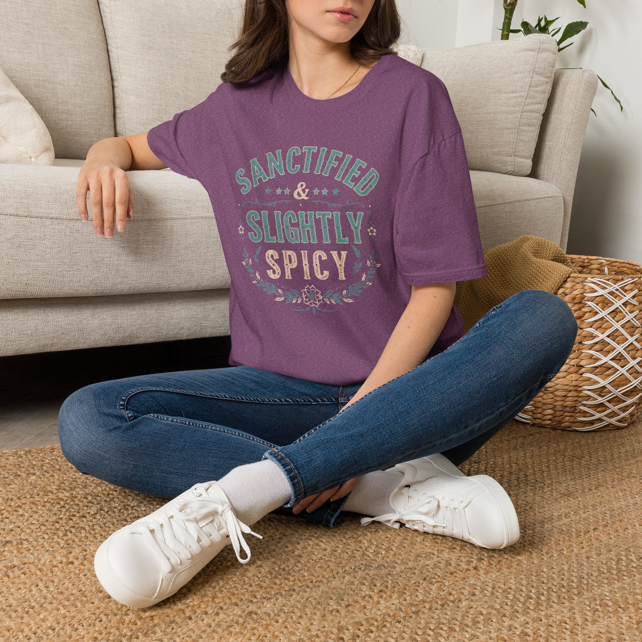 Sanctified & Slightly Spicy T-Shirt — Christian Faith with Fun Attitude