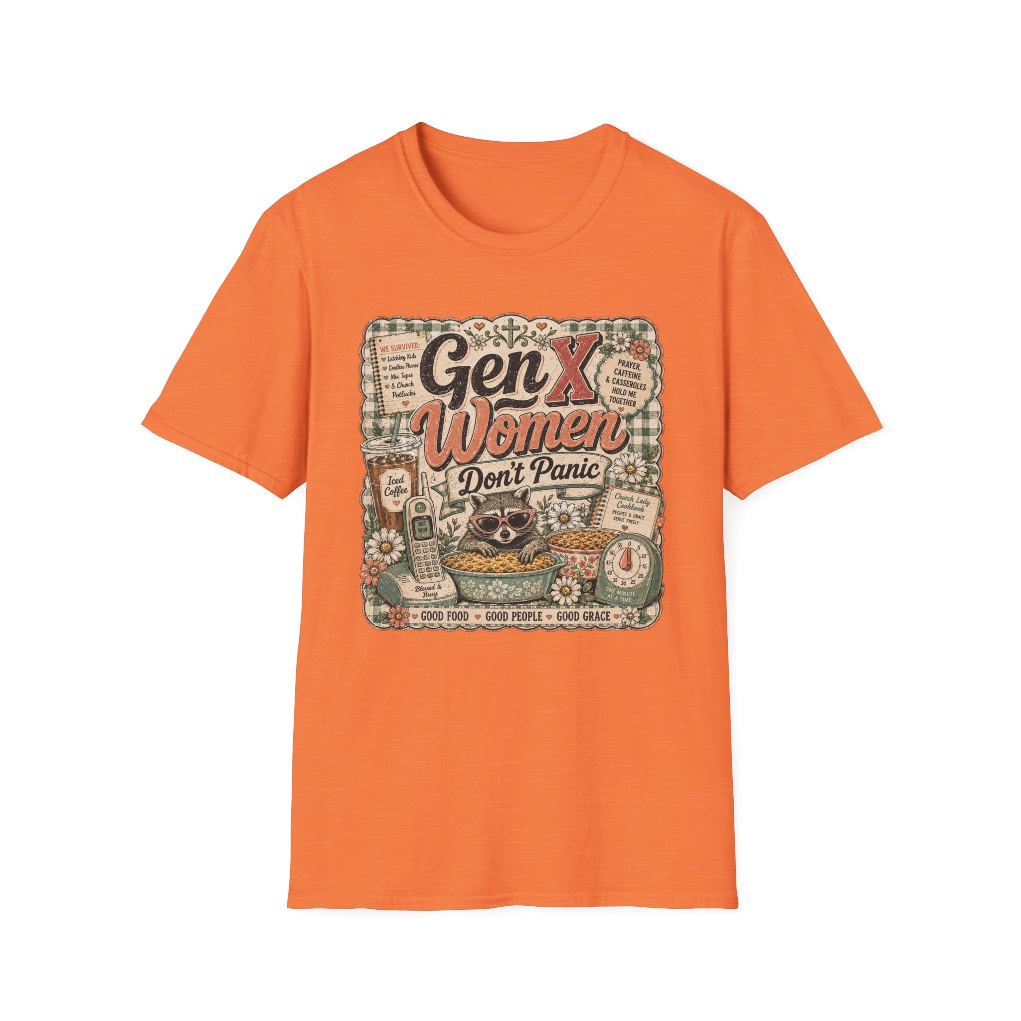 Gen X Women Don't Panic T-Shirt — Retro Raccoon Vintage Graphic Tee