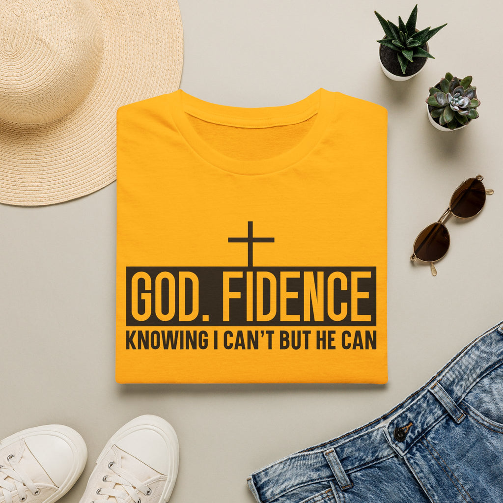 Faith Confidence T-Shirt — "God. Fidence" Christian Inspirational Tee