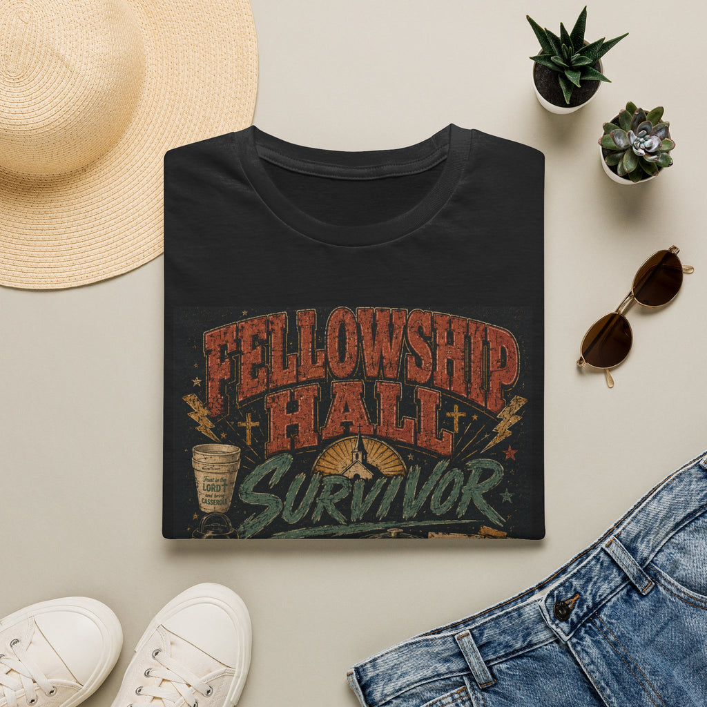 Fellowship Hall Survivor | Funny Church Life Graphic T-Shirt