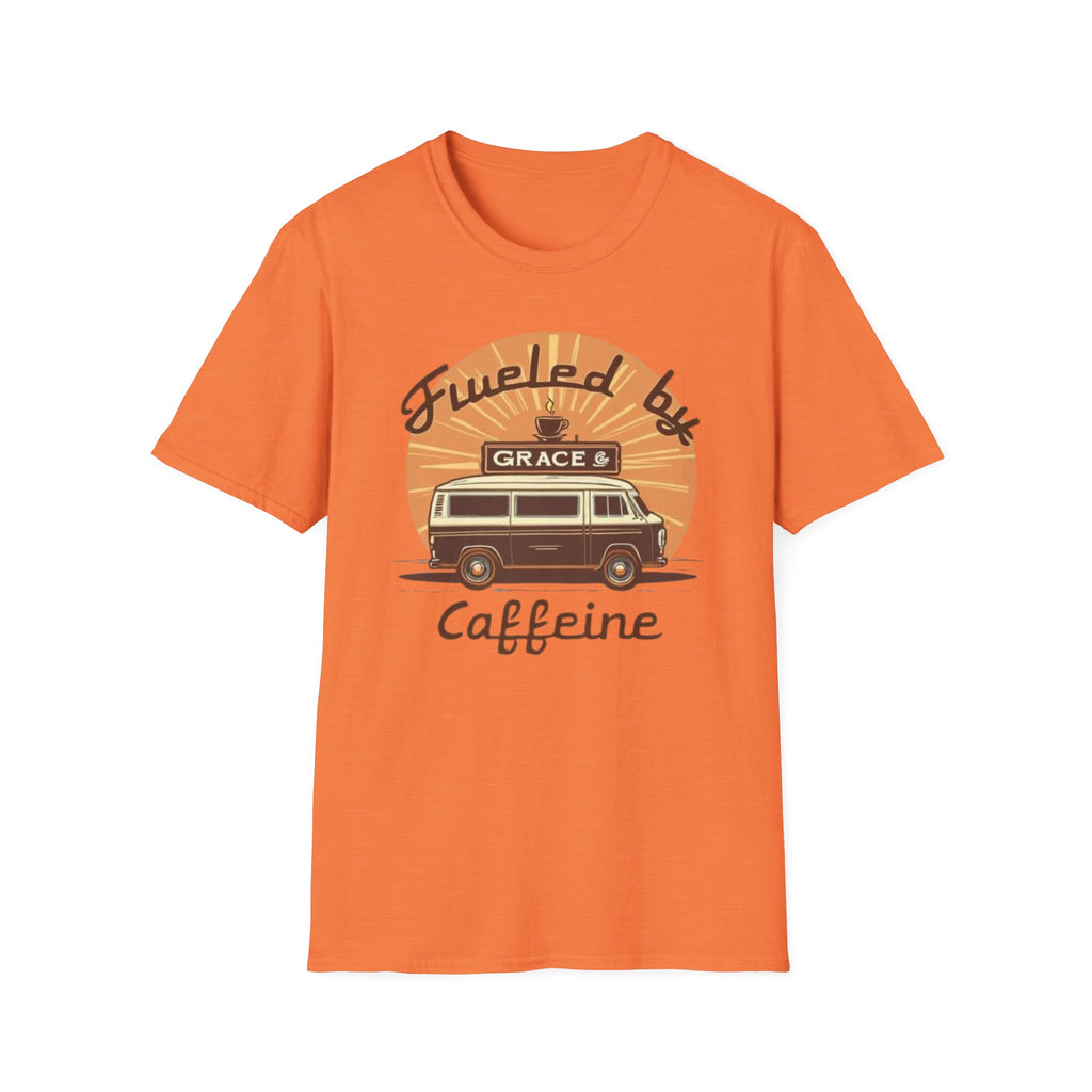 Fueled by Grace & Caffeine Van T-Shirt — Retro Coffee Roadtrip Tee