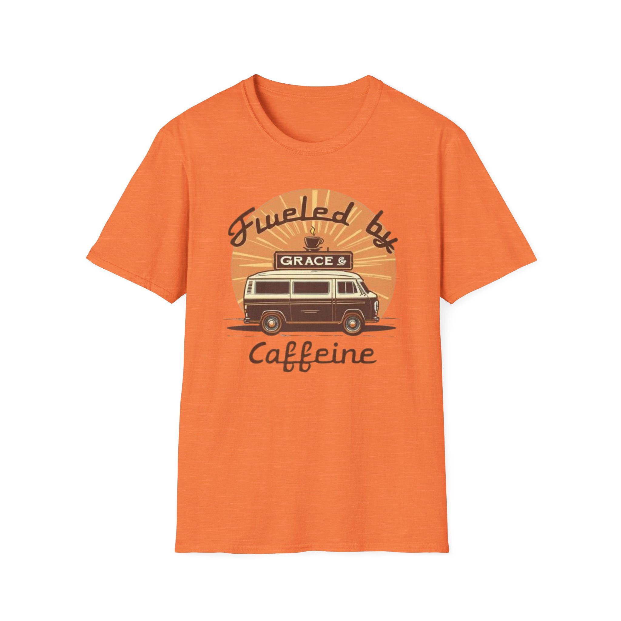 Fueled by Grace & Caffeine Van T-Shirt — Retro Coffee Roadtrip Tee
