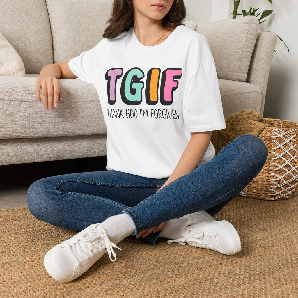 TGIF "Thank God I’m Forgiven" T-Shirt — Colorful Christian Faith Tee