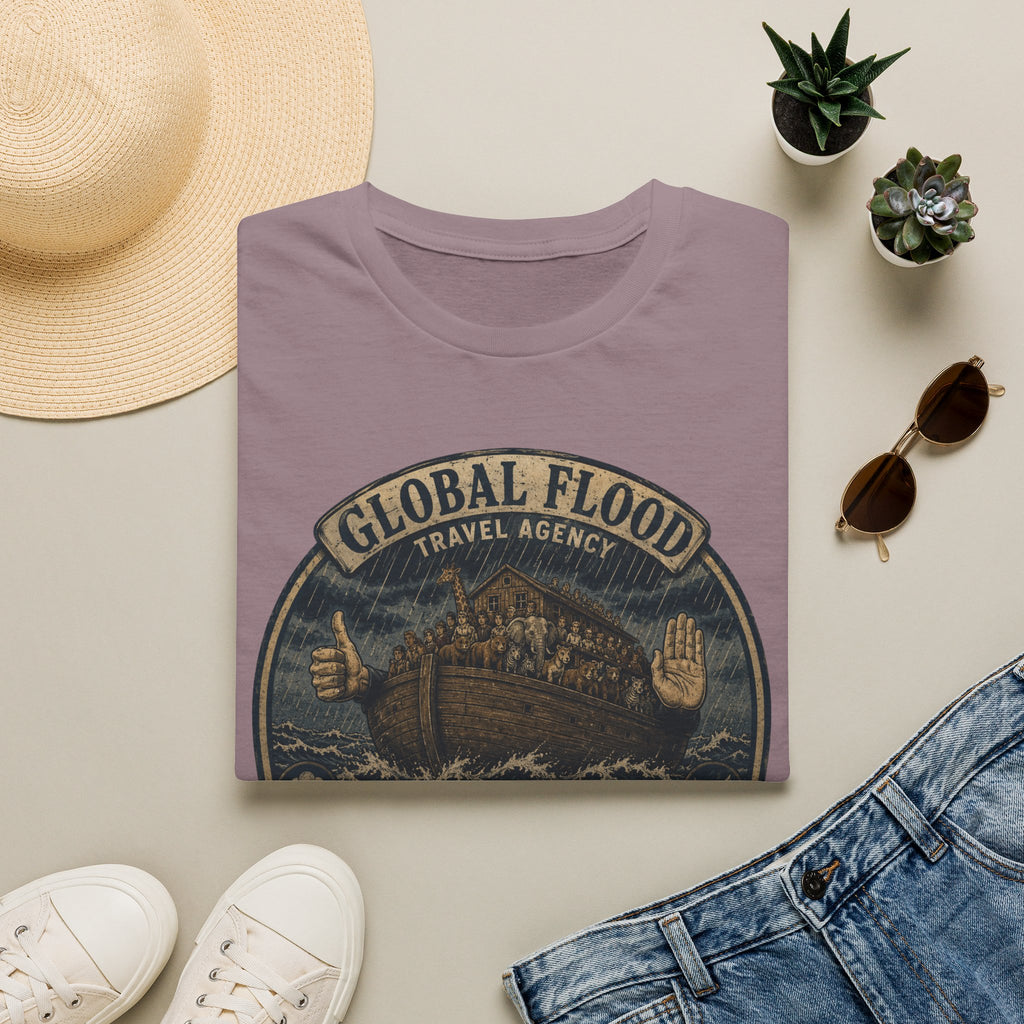 Global Flood Travel Badge T-Shirt – Vintage Ark Graphic Tee ("Unsubscribe from Humanity")