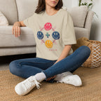 Faith Smiley Cross T-Shirt — Colorful Retro Smile Faces Graphic Tee