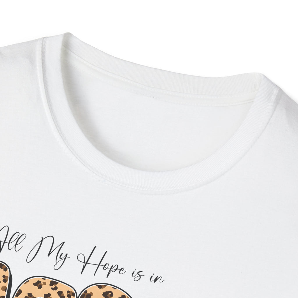 Jesus Leopard Print T-Shirt — "All My Hope Is In Jesus" Floral Faith Tee