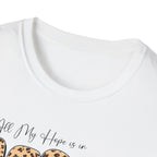 Jesus Leopard Print T-Shirt — "All My Hope Is In Jesus" Floral Faith Tee