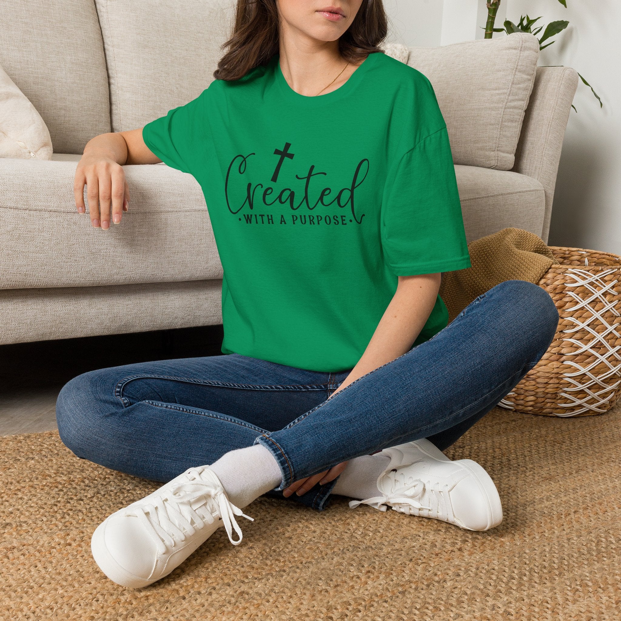 Created With a Purpose Christian T-Shirt — Faith Cross Inspirational Tee