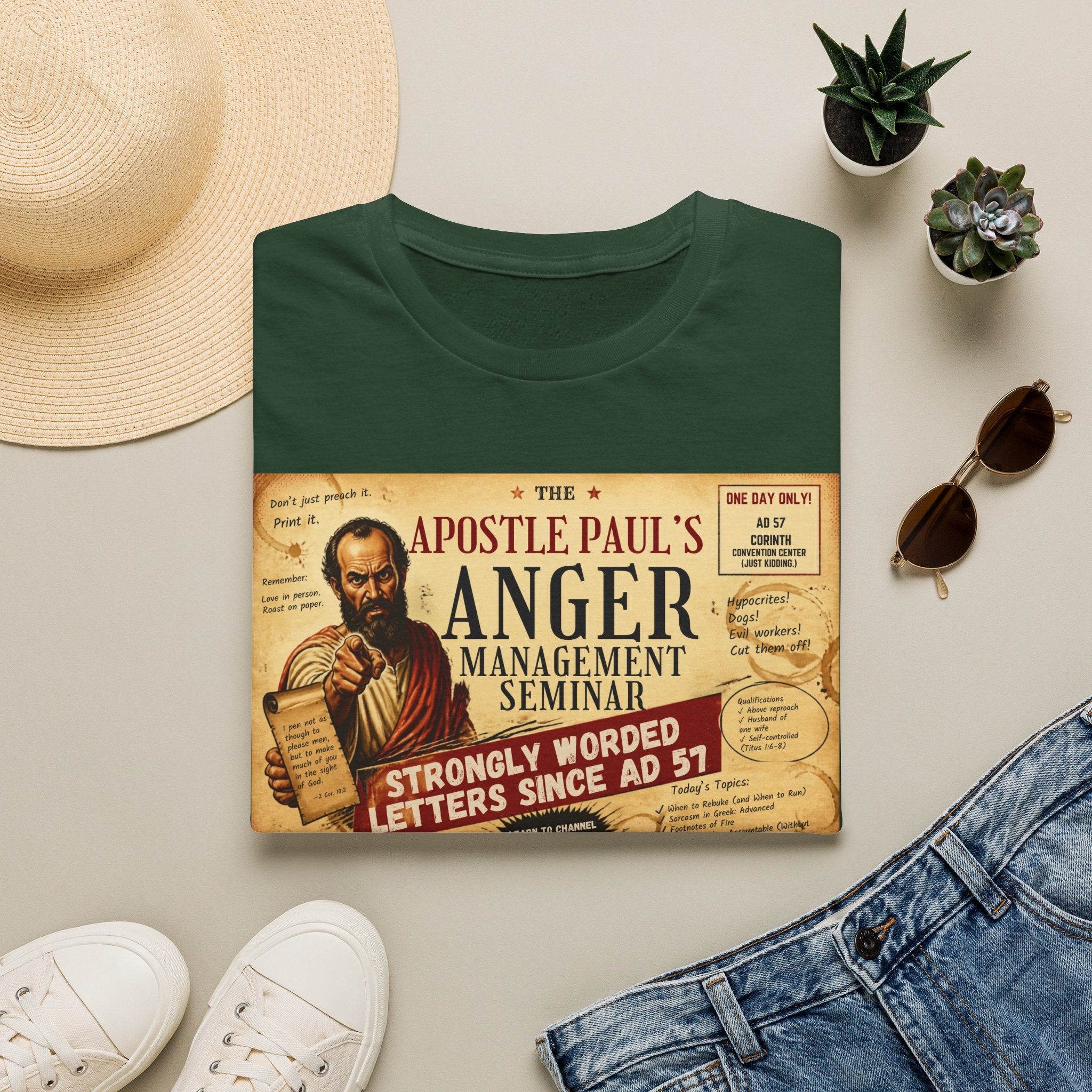 T-Shirt — "Apostle Paul's Anger Management Seminar" Vintage Christian Humor Tee