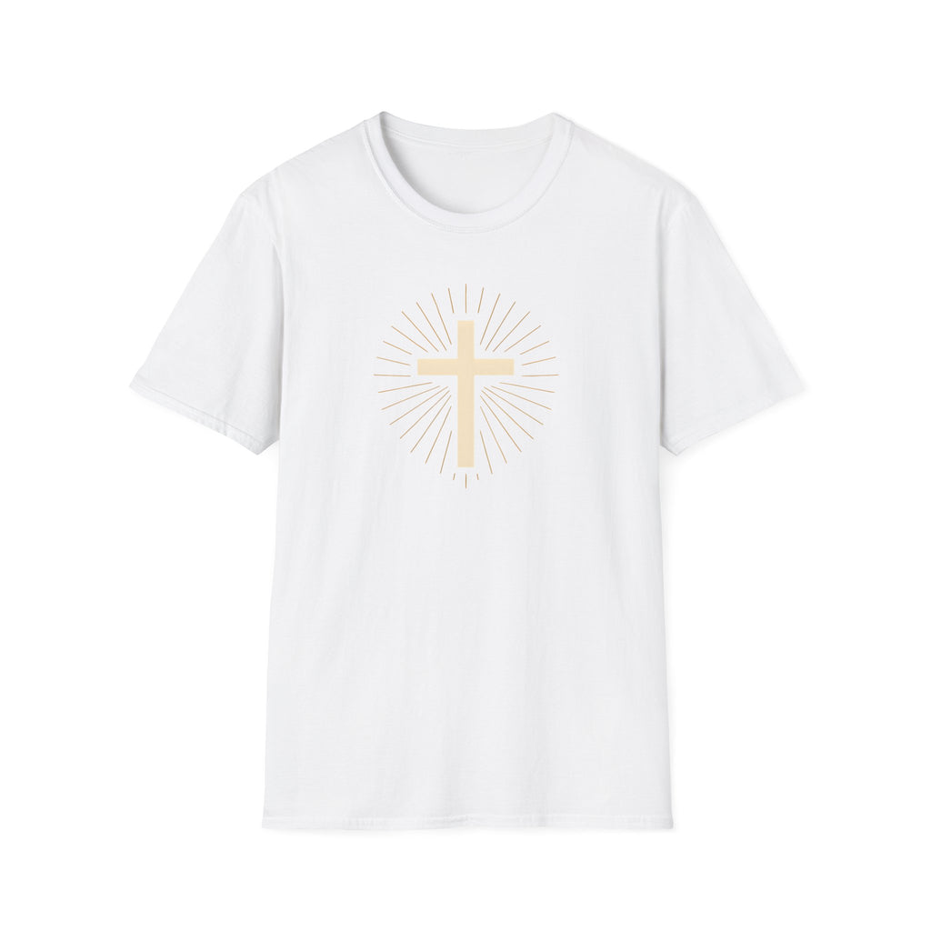 Radiant gold cross T-Shirt--Faith in Full Light