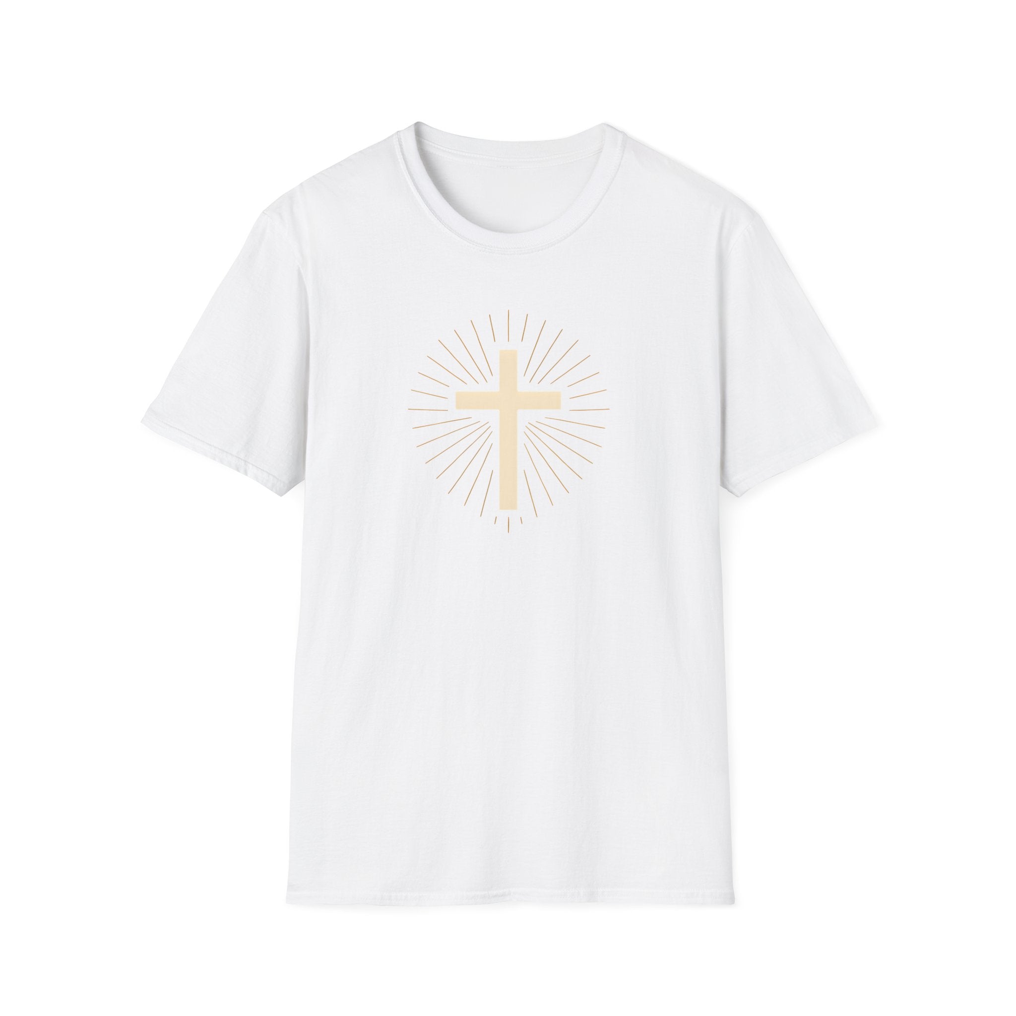 Radiant gold cross T-Shirt--Faith in Full Light