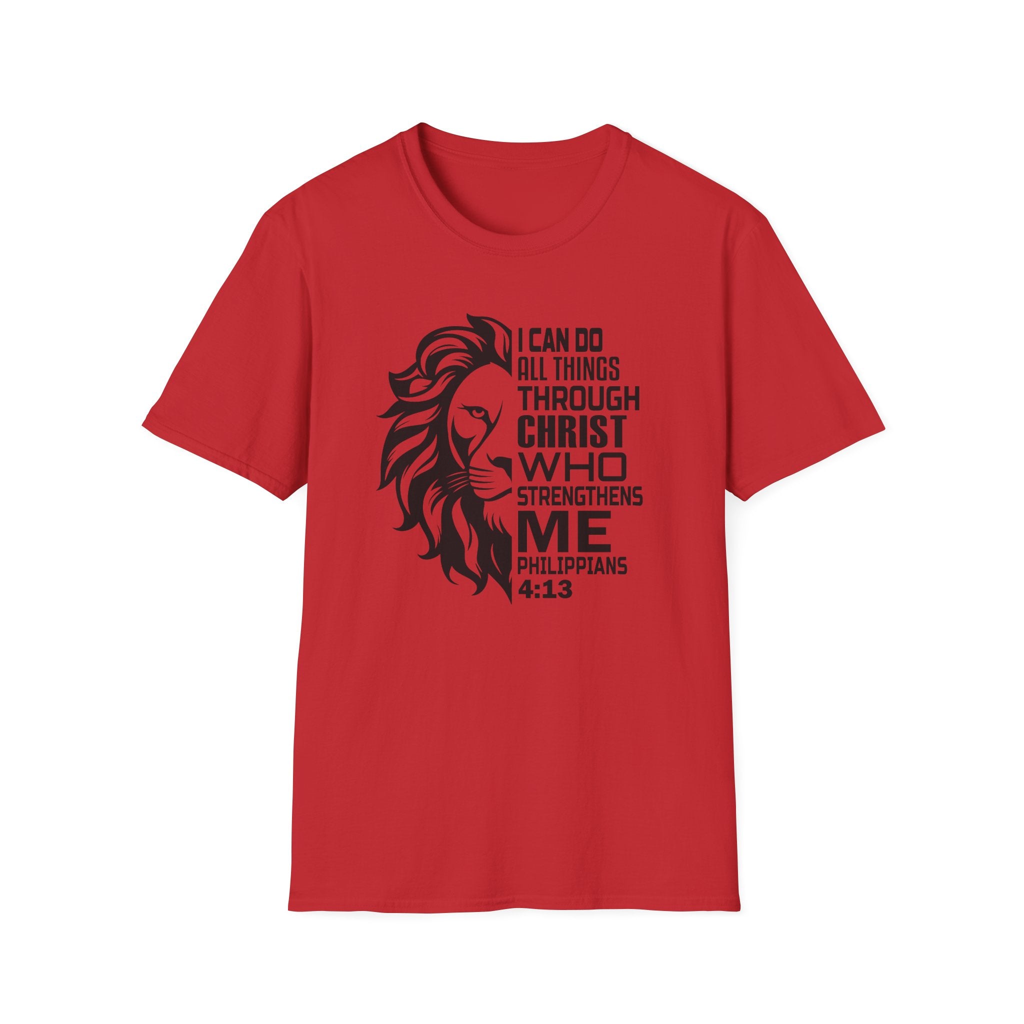 Philippians 4:13 Lion T-Shirt – "I Can Do All Things Through Christ" Christian Tee