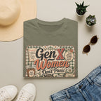 Gen X Women Don't Panic T-Shirt — Retro Raccoon Vintage Graphic Tee