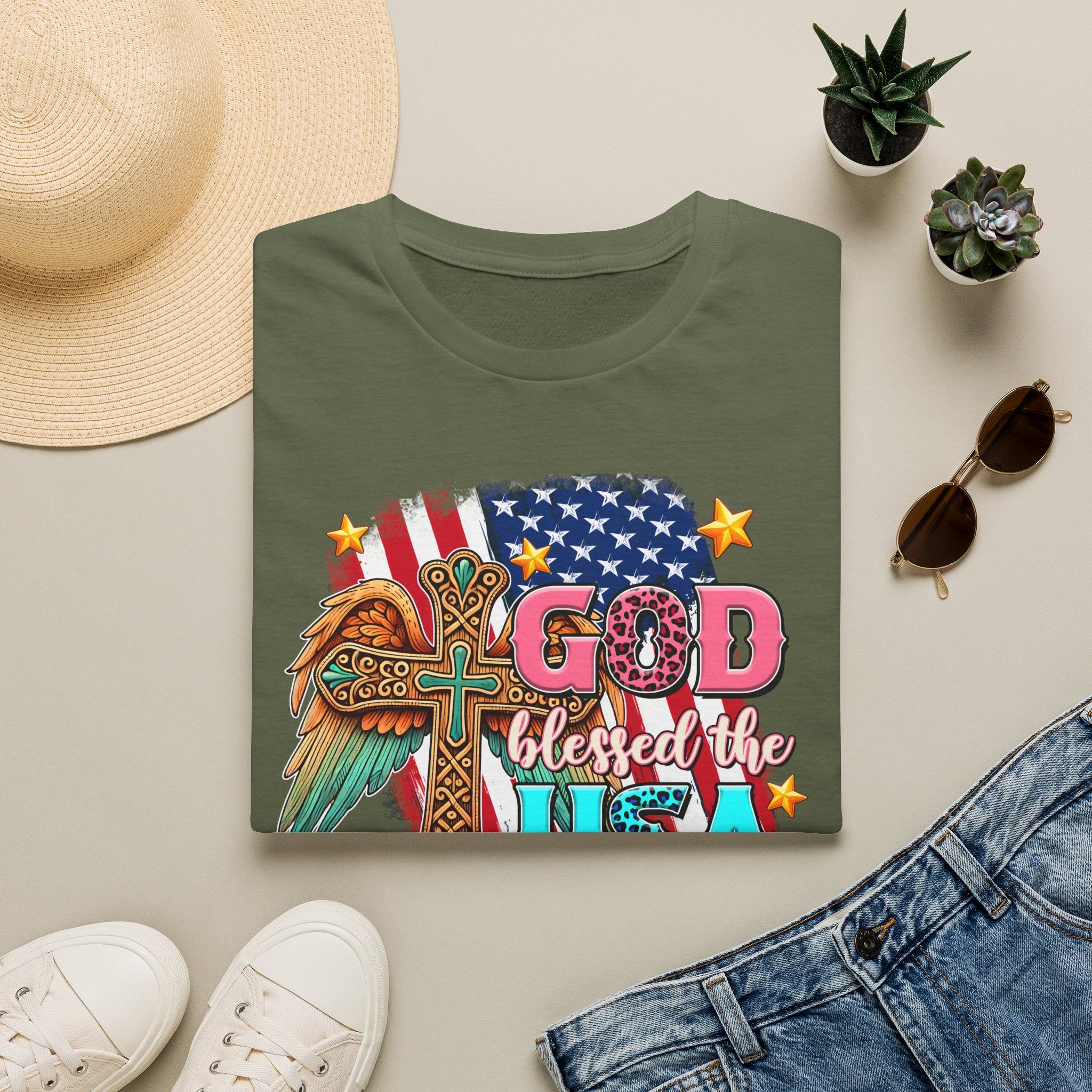 God Blessed the USA T-Shirt — Patriotic Christian Flag Tee