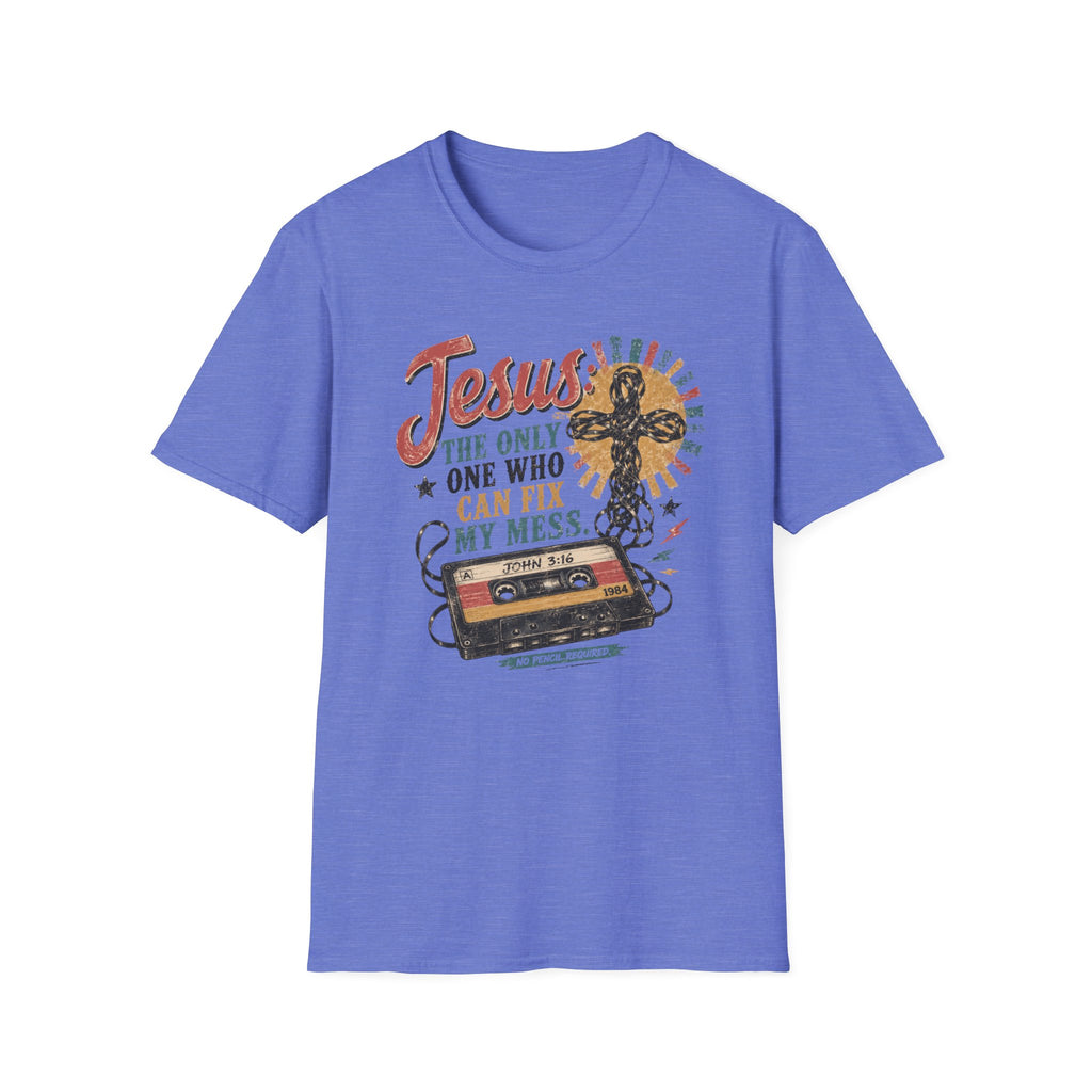 Jesus Can Fix My Mess T-Shirt — Retro Cassette Christian Tee