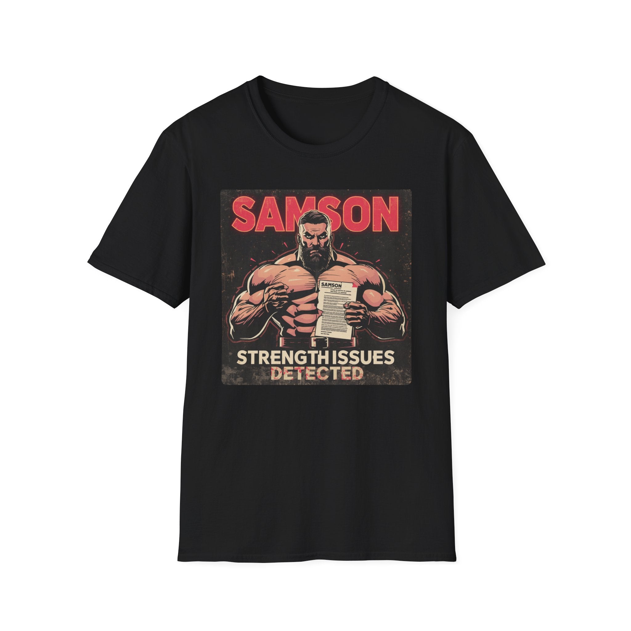 Samson Strength T-Shirt – "Strength Issues Detected" Retro Gym Tee