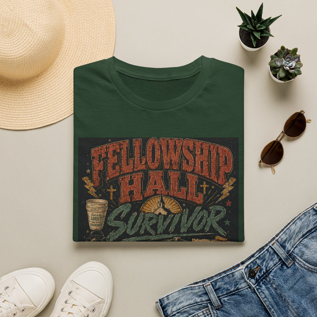 Fellowship Hall Survivor | Funny Church Life Graphic T-Shirt