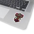 Faith Leopard Cross Kiss-Cut Sticker — Floral Rose Christian Decal