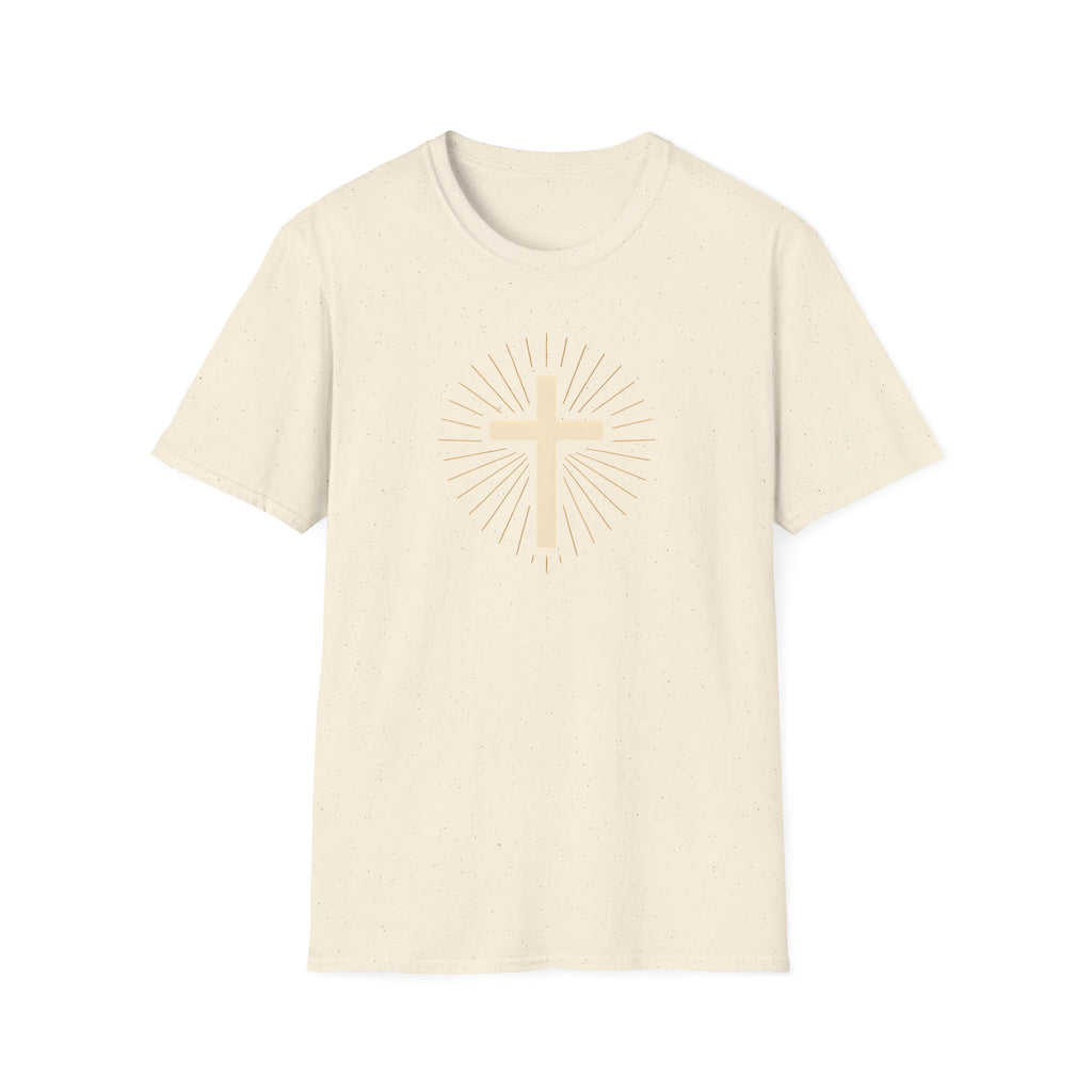 Radiant gold cross T-Shirt--Faith in Full Light