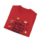 God Is So Much Bigger Than… T‑Shirt — Inspirational Christian Faith Tee with Cute Icons