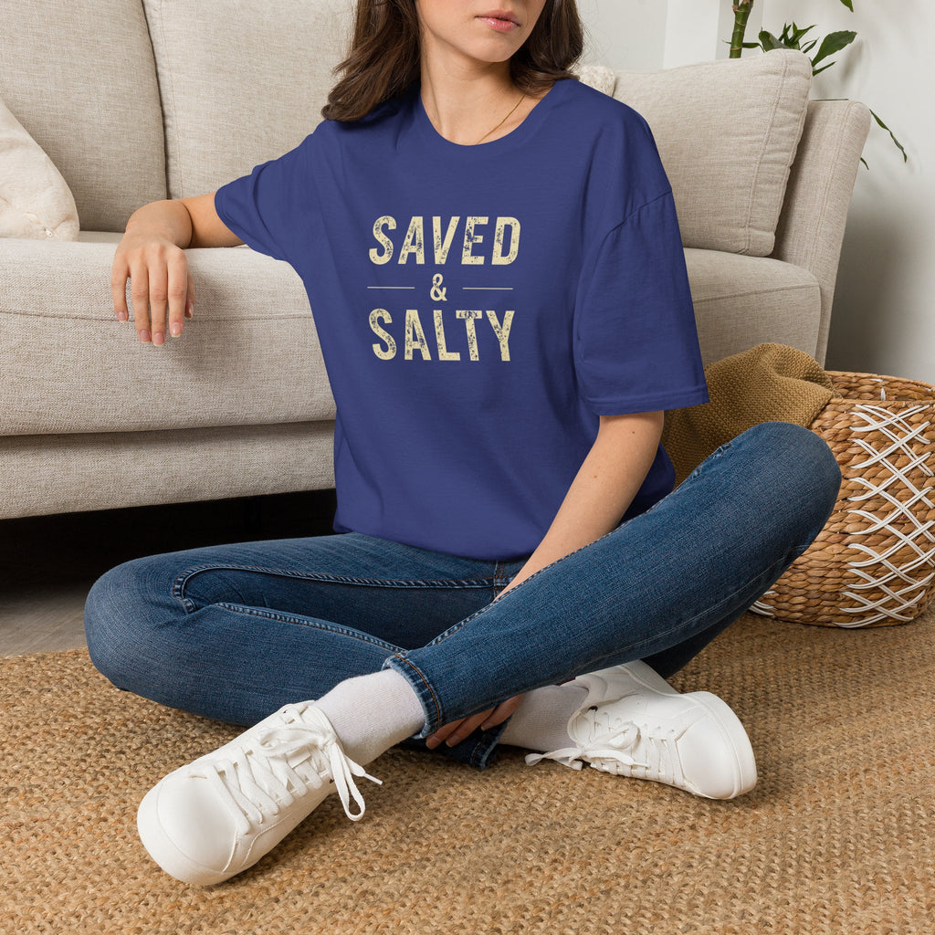 Saved & Salty T‑Shirt — Christian Beachy Faith Graphic Tee