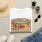 Wilderness Tour T‑Shirt — "40 Years, Zero Reviews" Vintage Desert Adventure Tee