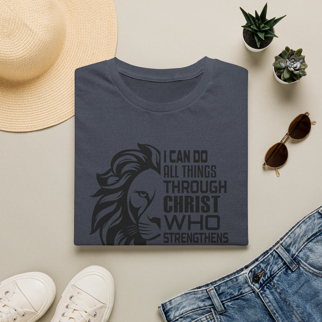 Philippians 4:13 Lion T-Shirt – "I Can Do All Things Through Christ" Christian Tee