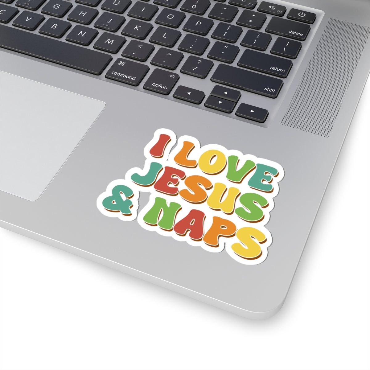 I Love Jesus & Naps Sticker — Retro Colorful Faith Vinyl Kiss-Cut
