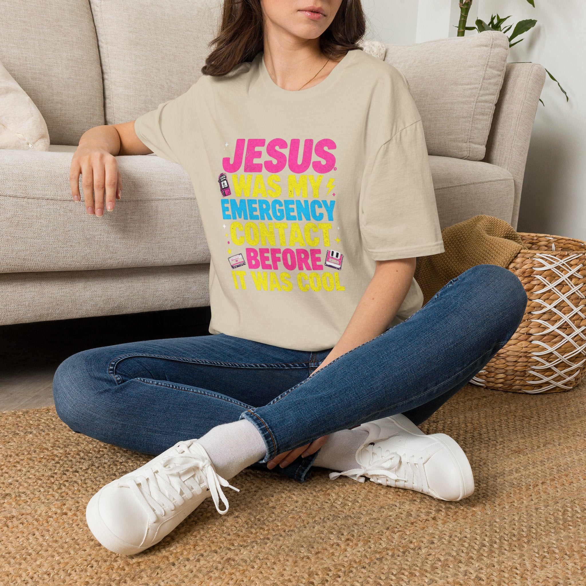"Jesus Was My Emergency Contact Before It Was Cool" Christian Graphic Tee