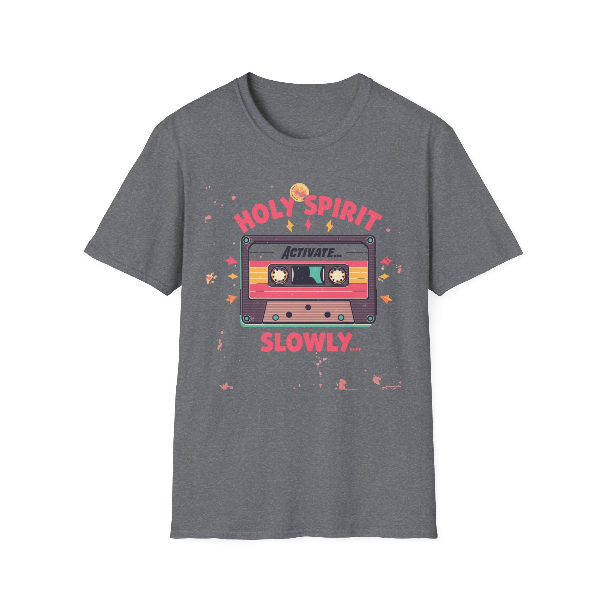 Holy Spirit Activate Slowly T-Shirt — Retro Cassette Christian Tee