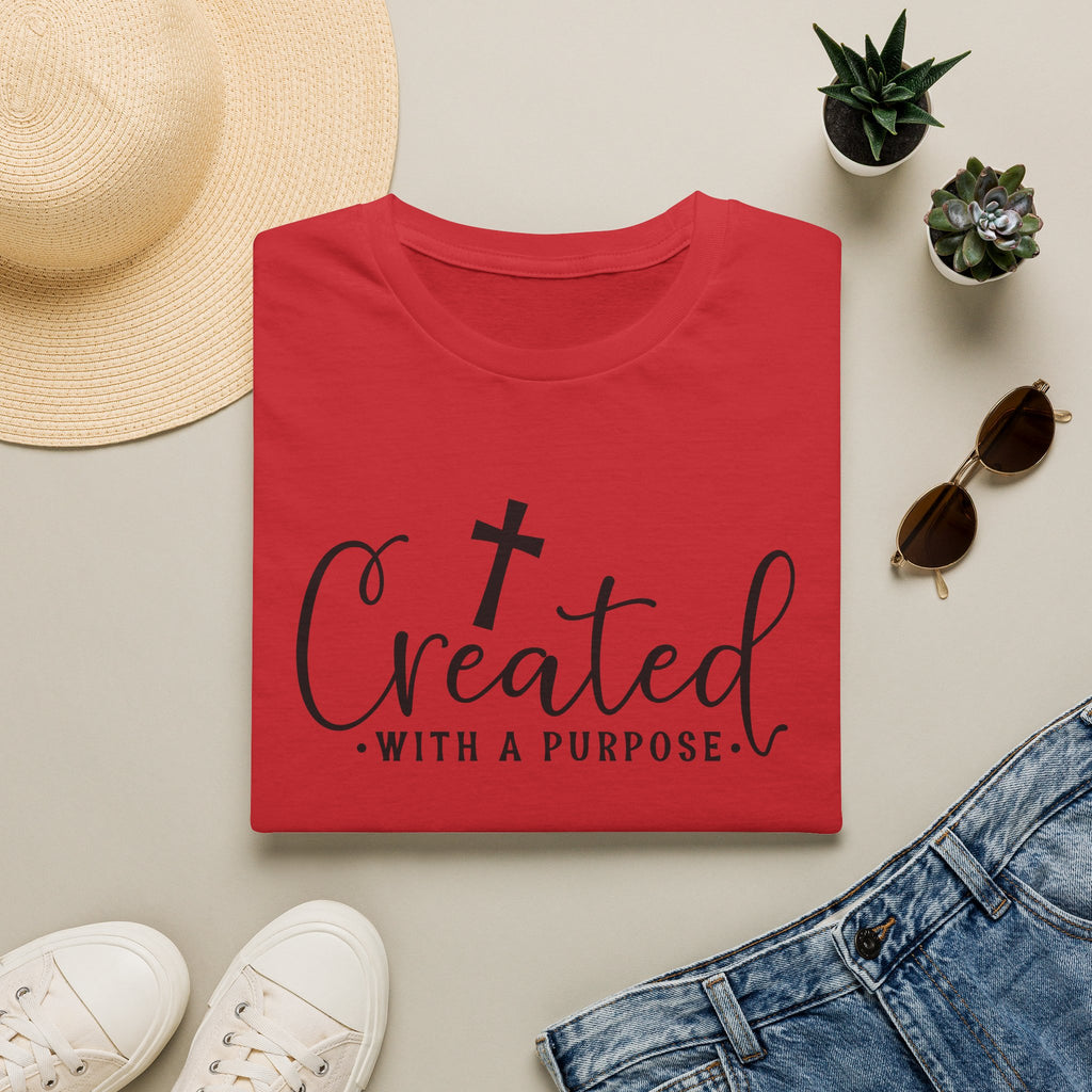 Created With a Purpose Christian T-Shirt — Faith Cross Inspirational Tee
