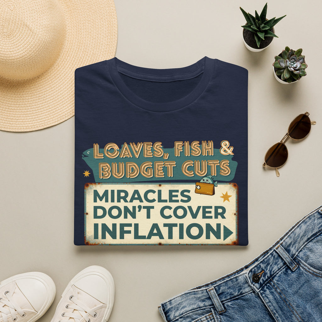 T‑Shirt — "Loaves, Fish & Budget Cuts: Miracles Don’t Cover Inflation"