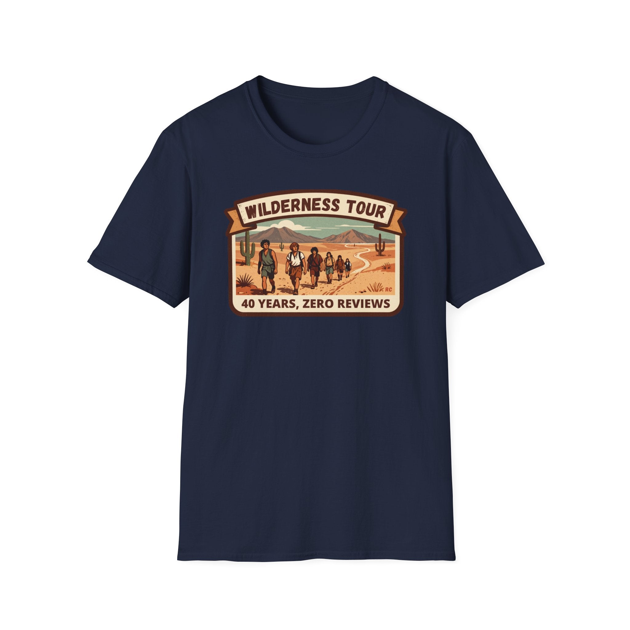 Wilderness Tour T‑Shirt — "40 Years, Zero Reviews" Vintage Desert Adventure Tee