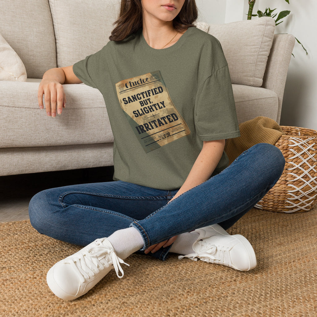 T‑Shirt — 'Sanctified But Slightly Irritated' Vintage Poster Graphic