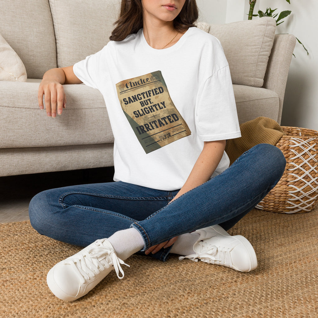 T‑Shirt — 'Sanctified But Slightly Irritated' Vintage Poster Graphic