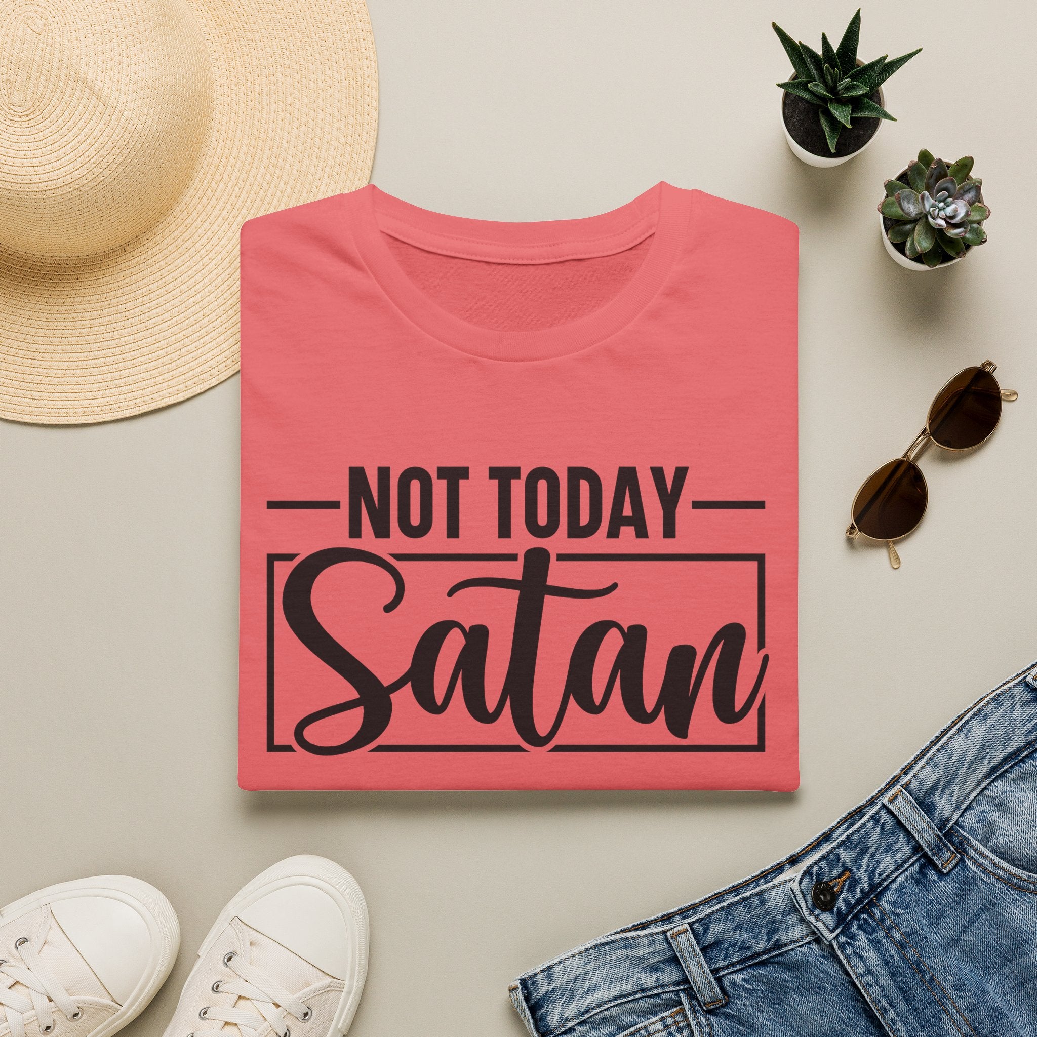 Not Today Satan T-Shirt — Funny Christian Faith Graphic Tee