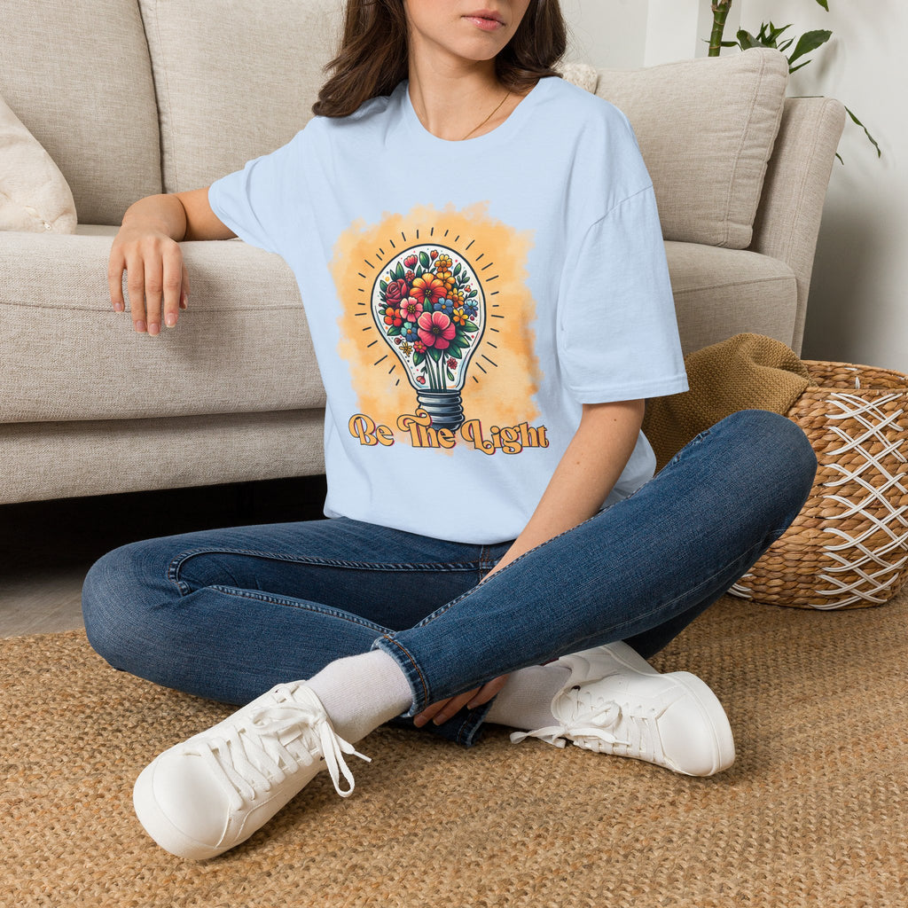 Be The Light Graphic T-Shirt — Floral Lightbulb Inspirational Tee