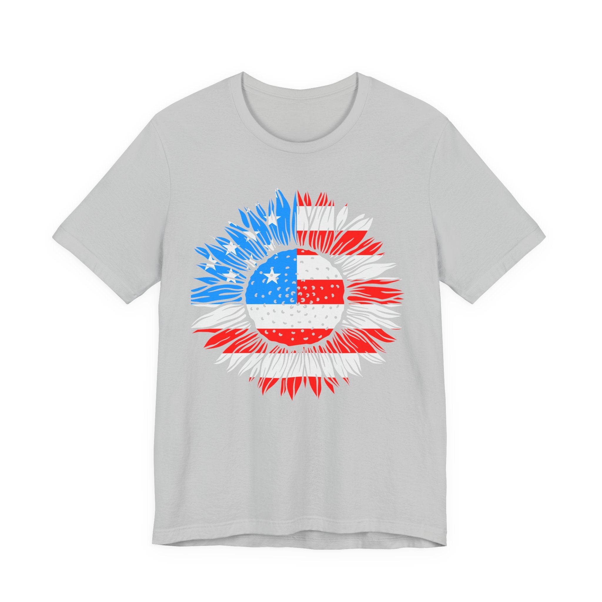 American Flag Sunflower T-Shirt — Patriotic USA Floral Tee for 4th of July